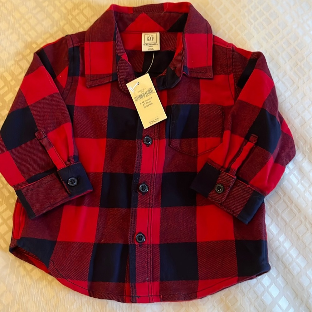 NWT baby Gap 6 - 12 months, flannel shirt